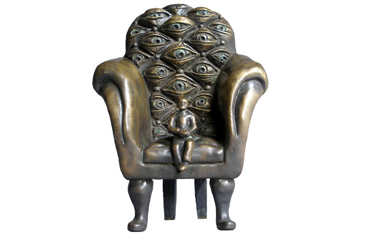 The uneasy chair. An easy chair with eyes.